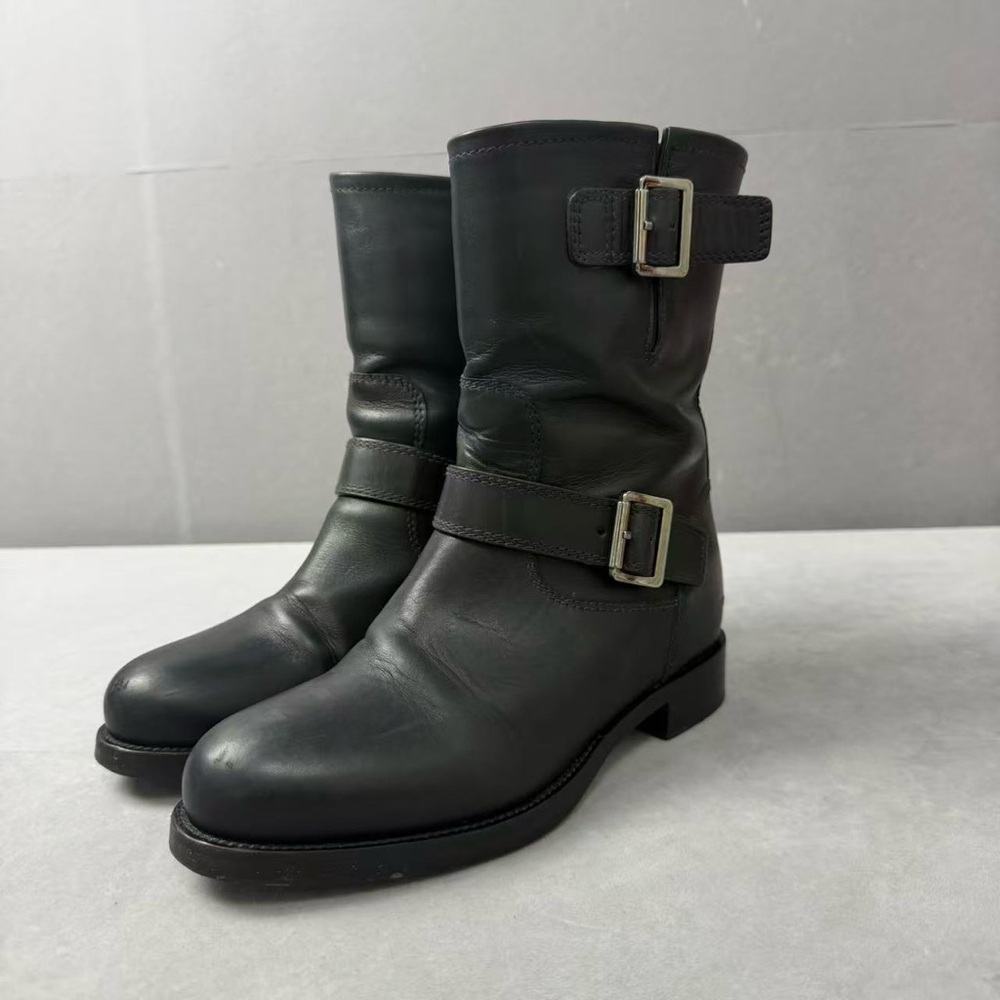 🚩steal Prada Black Leather Buckle Boots